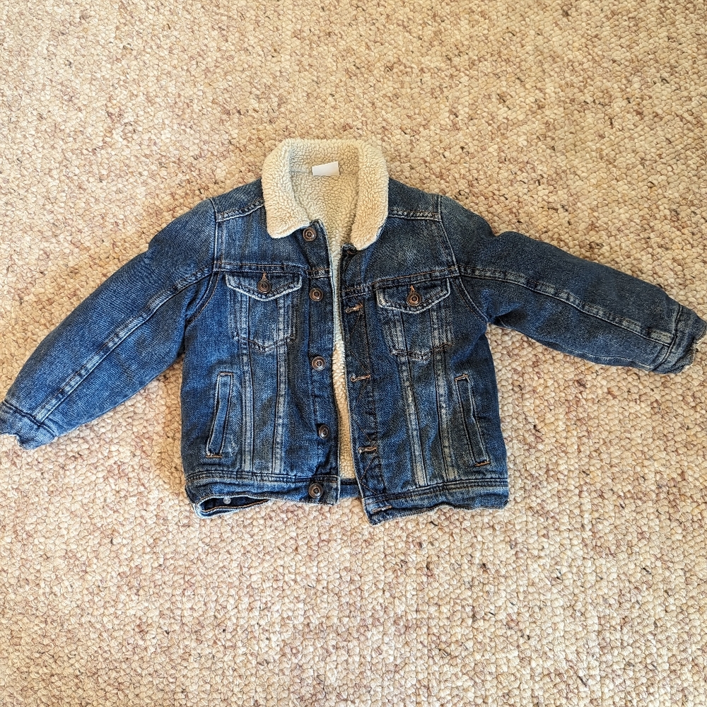 Zara boys faux Sherpa lined denim jacket